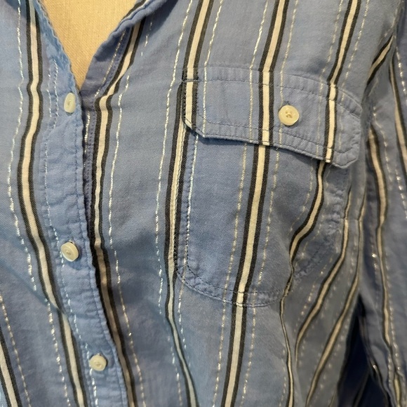 St Johns Bay Striped Long Sleeve Shirt  Blue L EUC - Picture 2 of 8